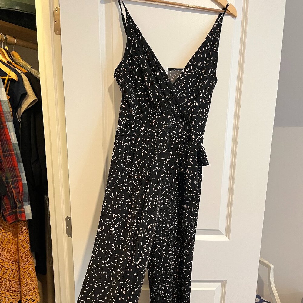 Kaileigh Rochelle Black and White Patterned Maxi Jumpsuit